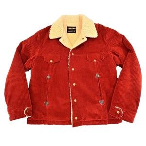 Puritan VTG Elephant Cord 1970s Jacket Red Sherpa Fleece M Retro Rockabilly USA